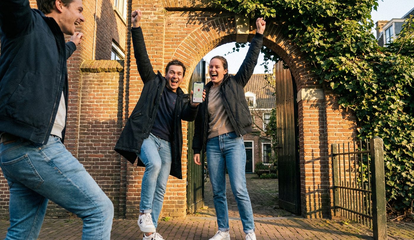 Zone Tag spelers vieren een overwinning in de stad